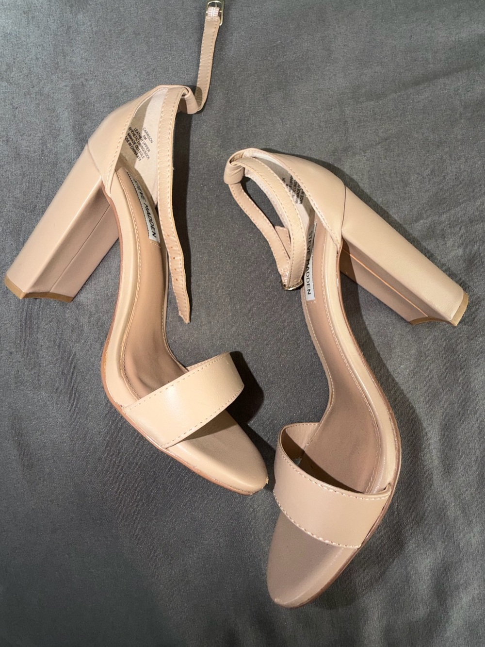 Steve Madden Tan Block Heel Ankle Strap Sandals